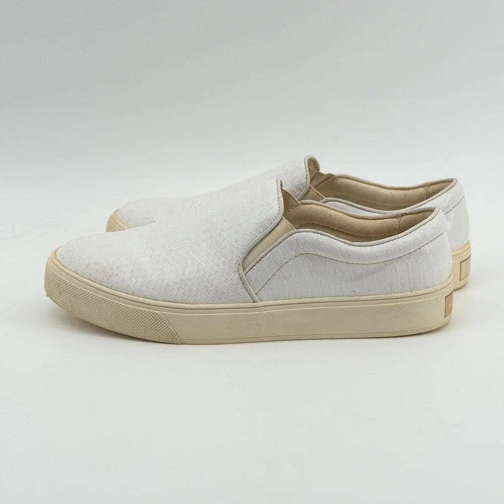 Aldo Womens White Snakeskin Embossed Slip On Sneakers Shoes Size 7.5 US 38 EUR